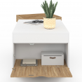 Table basse rectangulaire plateau relevable et plateau amovible avec coffre LOLA bois et blanc