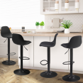 Lot de 4 tabourets de bar KARL design noir pied noir