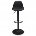 Lot de 4 tabourets de bar KARL design noir pied noir