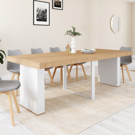 Table console extensible EDEN 10 personnes 235 cm bois et blanc