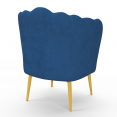 ADELLA middernachtblauwe fluwelen schelp fauteuil met gouden poten