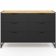 Commode 6 tiroirs noirs BOSTON 115 cm design industriel