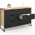 Commode 6 tiroirs noirs BOSTON 115 cm design industriel