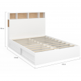 CLEM tweepersoonsbed met hoofdbord, opbergruimte en 140 x 190 cm witte lattenbodem