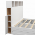 CLEM tweepersoonsbed met hoofdbord, opbergruimte en 140 x 190 cm witte lattenbodem