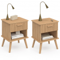 Lot de 2 tables de chevet JULIETTE 1 tiroir avec niche effet lattes