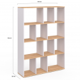 Etagère bibliothèque JENA 4 niveaux blanc et effet bois H.143 cm