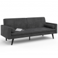 Canapé droit scandinave 3 places convertible NAËL en velours gris anthracite