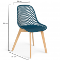 Set van 4 eendenblauwe MANDY eetkamerstoelen