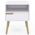 Lot de 2 tables de chevet HELSINKI scandinaves 1 tiroir avec niche blanc