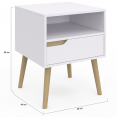 Lot de 2 tables de chevet HELSINKI scandinaves 1 tiroir avec niche blanc