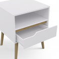 Lot de 2 tables de chevet HELSINKI scandinaves 1 tiroir avec niche blanc