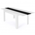 Table à manger extensible rectangle GEORGIA 6-10 personnes blanche et noire 140-220 x 90 cm