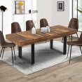 PHOENIX uitschuifbare rechthoek eettafel met HAWKINS blad voor 6-10 personen donker hout 160-200 cm