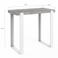 Table haute de bar PHOENIX effet béton et blanc 113 cm