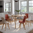 Set van 6 Scandinavische stoelen SARA - mix van terracotta x3 en beige x3