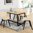 Set van 4 beige fluwelen ROBINE stoelen met zwarte poten