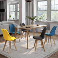 Set van 6 SARA Scandinavische stoelen mix kleur blauw x2, lichtgrijs, donkergrijs x2, geel