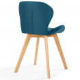 Set van 6 ROBINE eetkamerstoelen in eendenblauwe stof