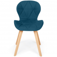 Set van 6 ROBINE eetkamerstoelen in eendenblauwe stof