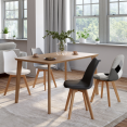 Set van 4 Scandinavische SARA-stoelen in donkergrijs, wit en zwart met zwart, grijs en wit patchwork