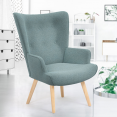 Fauteuil scandinave IVAR en tissu vert eucalyptus