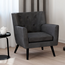 ANITA Scandinavische fauteuil in antracietgrijs fluweel