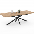 ALIX uitschuifbare eettafel, 10-12 personen, hout en zwarte spinpoot 200-240 cm