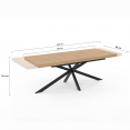 ALIX uitschuifbare eettafel, 10-12 personen, hout en zwarte spinpoot 200-240 cm