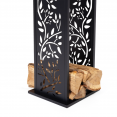 Range bûche vertical acier noir motif arbre H.112 cm