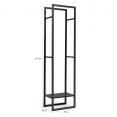 Verticaal zwart stalen houtrek met plank en accessoires H. 170 cm voor open haarden