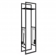 Verticaal zwart stalen houtrek met plank en accessoires H. 170 cm voor open haarden