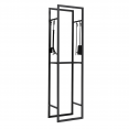 Verticaal zwart stalen houtrek met plank en accessoires H. 170 cm voor open haarden