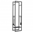 Verticaal zwart stalen houtrek met plank en accessoires H. 170 cm voor open haarden