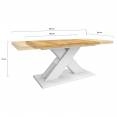 Table à manger extensible rectangle ALICIA 6-10 personnes bois et blanc 160-200 cm