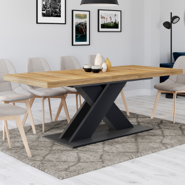 ALICIA uitschuifbare eettafel 6-10 personen hout en zwart 160-200 cm