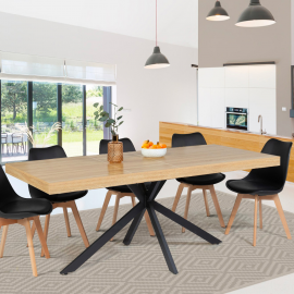 ALIX uitschuifbare eettafel 6-10 personen hout en zwart 160-200 cm