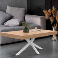 ALIX rechthoekige salontafel 110 cm met houten en witte spinnenpoten