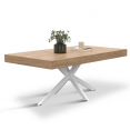 ALIX rechthoekige salontafel 110 cm met houten en witte spinnenpoten