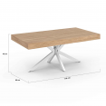 Table basse rectangle ALIX 110 cm pied araignée bois et blanc