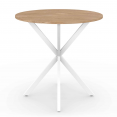 Table à manger ronde ALIX 2-4 personnes pied araignée bois et blanc 80 cm