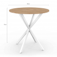 ALIX ronde eettafel voor 2 tot 4 personen, hout en witte spinpoot 80 cm