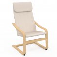 CLYDE beukenhouten fauteuil met beige stoffen kussen