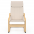 CLYDE beukenhouten fauteuil met beige stoffen kussen