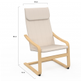 CLYDE beukenhouten fauteuil met beige stoffen kussen