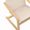 Fauteuil NILS bois façon hêtre et coussin tissu beige