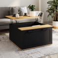 Table basse plateau relevable carrée VITO bois et noir