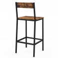 Lot de 4 tabourets de bar DAYTON avec dossier chaise de cuisine design industriel