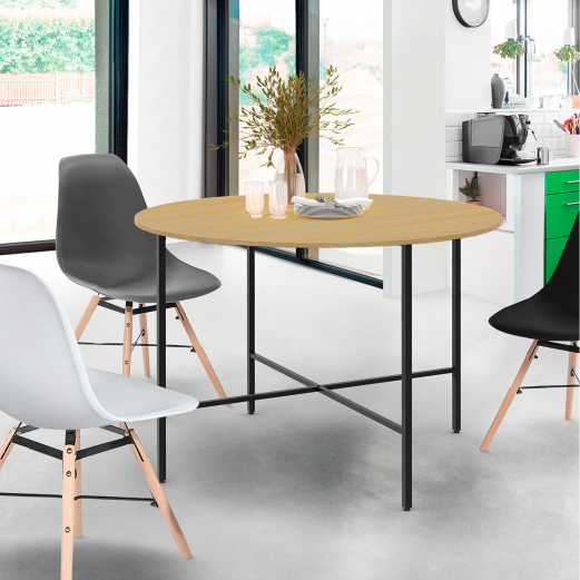 DETROIT ronde eettafel voor 6 personen, industrieel ontwerp 110 cm