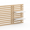 AVA 240 CM licht houten latten-hoofdbord met witte planken